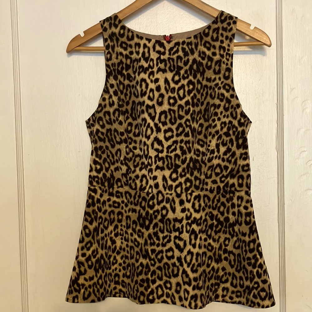 🐆 Banana Republic Leopard Sleeveless Peplum Top | Black Tan Brown | Size 6 🐆